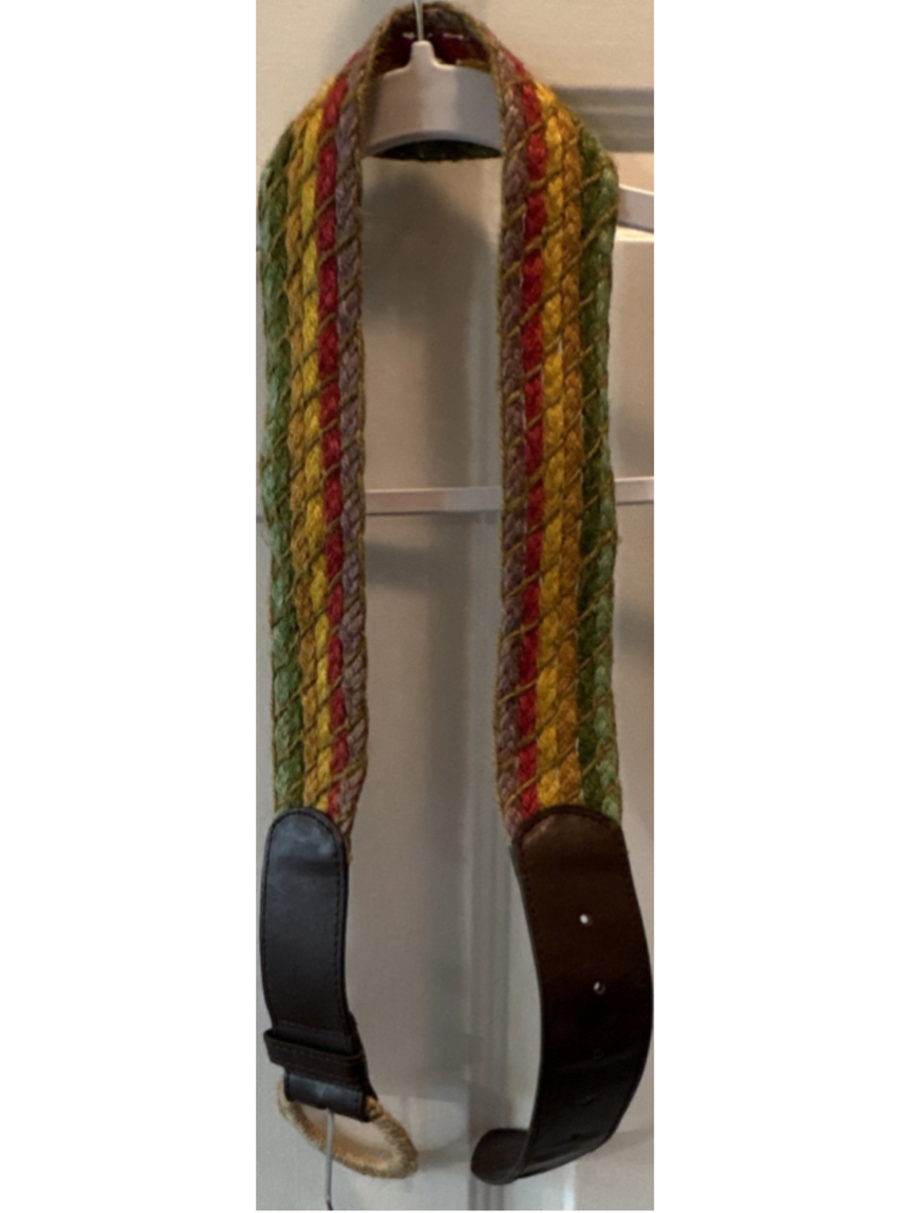 Charlotte Multicolor Striped Braided Belt Brown Buckle Adjustable Women's S